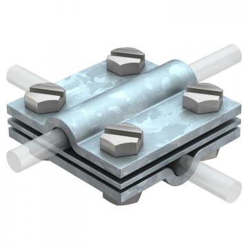Cross-connector with intermediate plate for Rd 8−10 mm FT