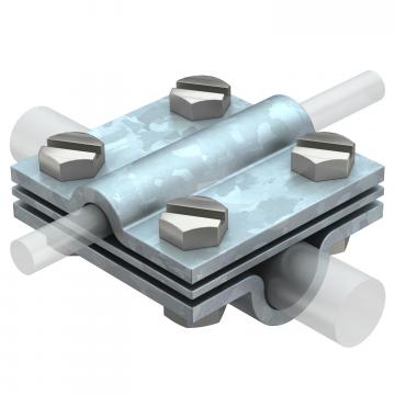 Cross-connector with intermediate plate for Rd 8−10 x Rd 16 FT