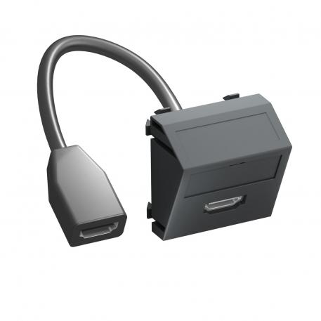 HDMI pesa, ühenduskaabliga, 1/1 moodulilaius kaldu |  | HDMI | mustjashall; RAL 7021
