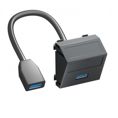 USB 2.0/3.0 ühendus, 1 moodul, kaldus väljaviik, ühenduskaabliga kaldu |  | USB | mustjashall; RAL 7021