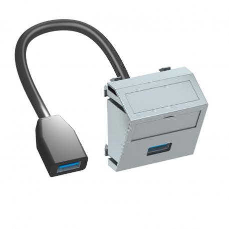 USB 2.0/3.0 ühendus, 1 moodul, kaldus väljaviik, ühenduskaabliga  |  | USB | alumiiniumlakitud