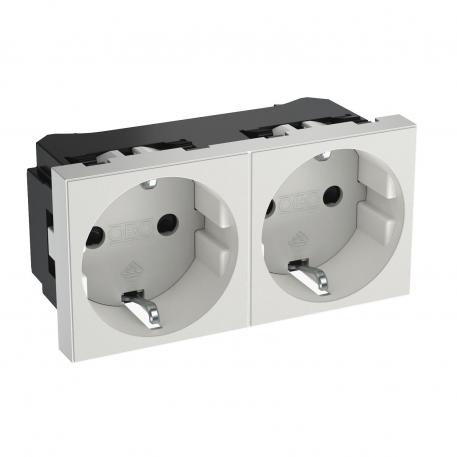 0° socket, protective contact, double 2 | kahene 0° | polaarvalge; RAL 9010