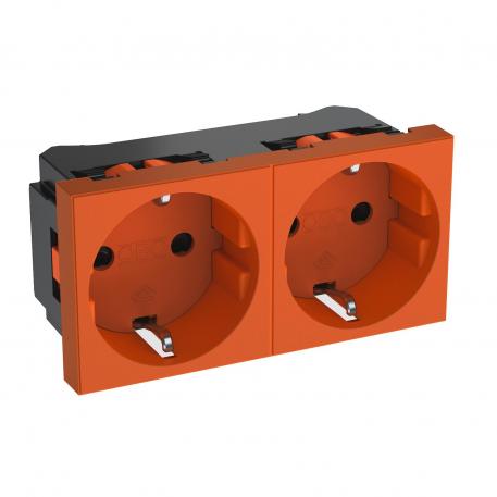 0° socket, protective contact, double 2 | kahene 0° | oranž; RAL 2004