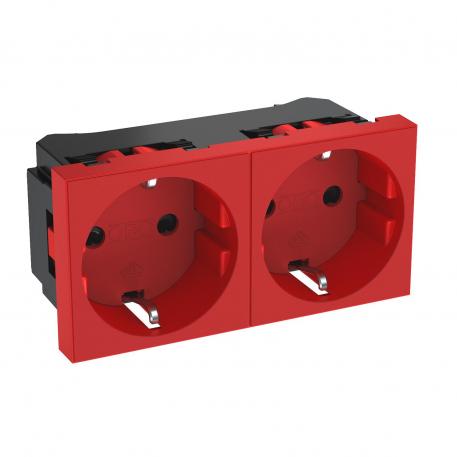 0° socket, protective contact, double 2 | kahene 0° | signaalpunane; RAL 3001