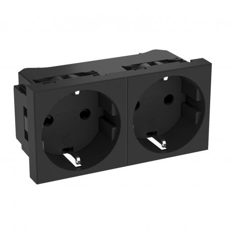 0° socket, protective contact, double 2 | kahene 0° | mustjashall; RAL 7021