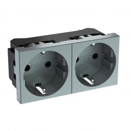 0° socket, protective contact, double 2 | kahene 0° | alumiiniumlakitud