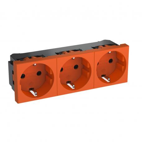 0° socket, protective contact, triple 3 | kolmene 0° | oranž; RAL 2004