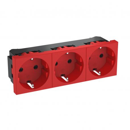 0° socket, protective contact, triple 3 | kolmene 0° | signaalpunane; RAL 3001