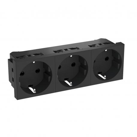 0° socket, protective contact, triple 3 | kolmene 0° | mustjashall; RAL 7021