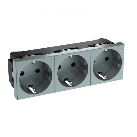 0° socket, protective contact, triple 3 | kolmene 0° | alumiiniumlakitud