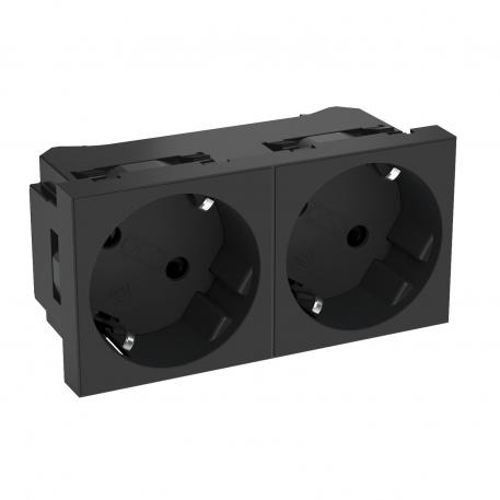 33° socket, protective contact, double 2 | 2-ne 33° | mustjashall; RAL 7021