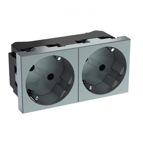 33° socket, protective contact, double 2 | 2-ne 33° | alumiiniumlakitud