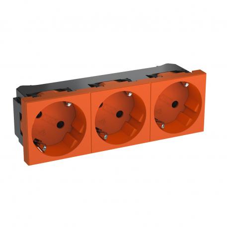 33° socket, protective contact, triple 3 | 3-ne 33° | oranž; RAL 2004