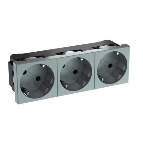 33° socket, protective contact, triple 3 | 3-ne 33° | alumiiniumlakitud