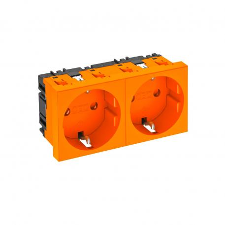 0° socket, protective contact, double Pure orange; RAL 2004