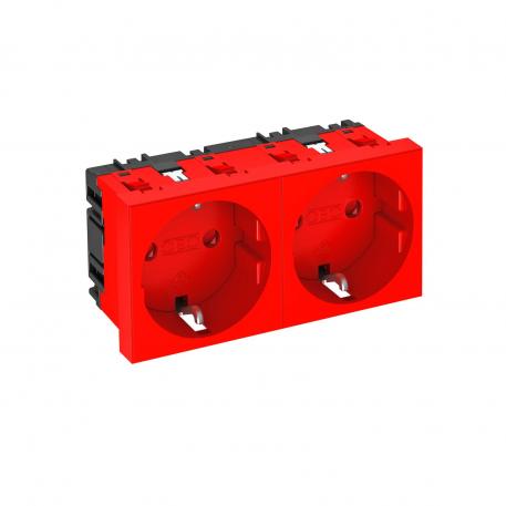 0° socket, protective contact, double Signal red; RAL 3001