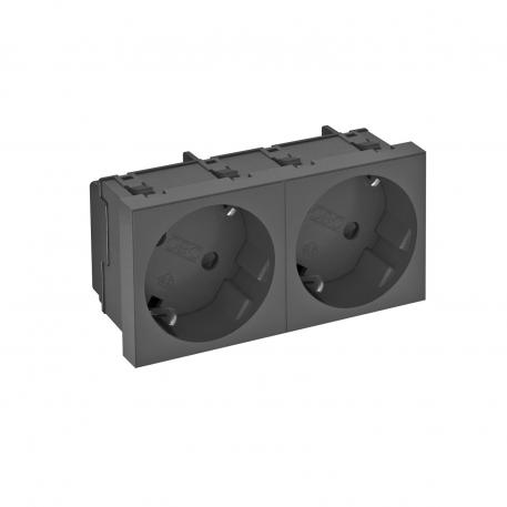 33° socket, protective contact, double Black-grey; RAL 7021