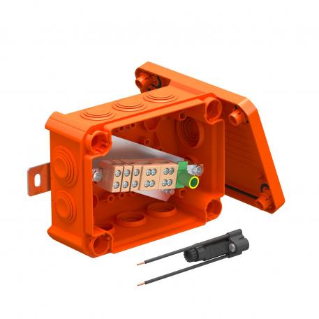 FireBox T100ED välimise kinnituse ja sulavkaitsme alusega 136x102x57 | 10 | IP66 | 8 x M25 2 x M32 | pastelloranž; RAL 2003